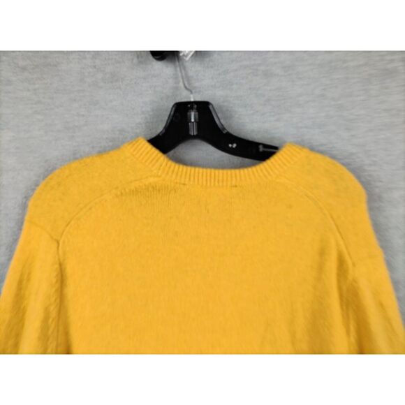 Gap Womens Sweater Large L‎ Yellow Knit Lambswool Nylon Crew Pullover Retro Fall - Picture 7 of 7